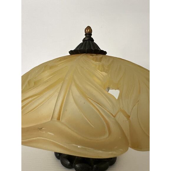 3-Light Semi Flush Mount Ceiling Fixture Amber Color Up Soft Light Glass Shade - Picture 2 of 16